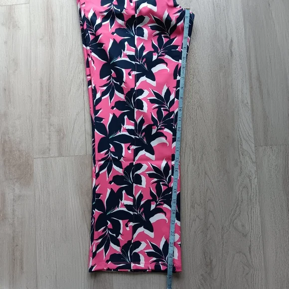 New Stella Parker Sport Floral Pants UPF 50 Tummy Control Pink Navy White Large - Picture 9 of 15